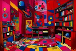 A magenta psychic library painted by Wassily Kandinsky