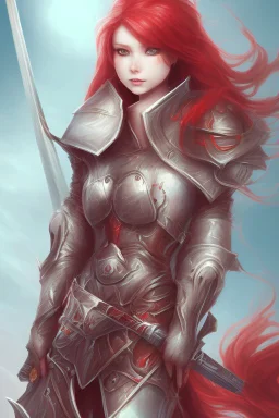 Teenaged Female Red haired kitsune paladin