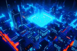 bioluminescent futuristic city, birds eye view --ar 3:2 --chaos 100 --stylize 1000 --v 4 --q 2