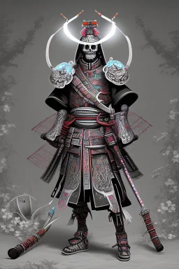 Neon skeleton samurai