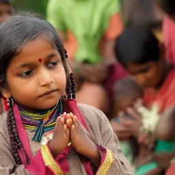 indian child in prayer and adoration