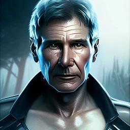 actor harrison ford, pale skin, waist up portrait, intricate, oil on canvas, masterpiece, expert, insanely detailed, 4k resolution, retroanime style, circular reflective eyes, cinematic smooth, intricate detail , soft smooth lighting, soft pastel colors, painted Renaissance style