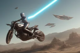 flying motocycle bulma cyberpunk realistic star wars