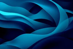 An abstract composition inspired by oceanic motion, with overlapping waves of deep navy and vibrant teal. The ribbons flow in a rhythmic, spiraling motion with subtle gradients and soft lighting that emphasizes the layered, curving forms. Cinematic lighting with a focus on depth and smooth transitions.