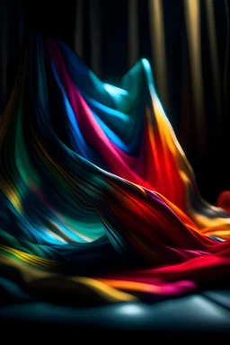 abstract floating colorful cloth and glass in the studio lighting, cinematic, and depth of field, dramatic lighting