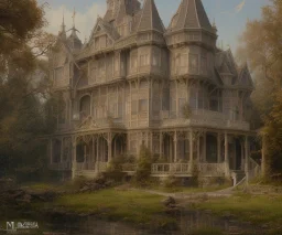 A Victorian Manor House, 1889, intricate, highly detailed, lifelike, photorealistic, digital painting, artstation, illustration, concept art, smooth, sharp focus, art by john collier and albert aublet and krenz cushart and artem demura and alphonse mucha