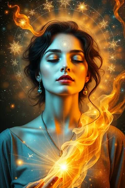 Beautiful Woman connected with space and spirit