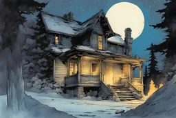 Claude von Riegan Fire emblem Three House, A soft-focus image of stary night sky casting a warm glow, create in inkwash and watercolor, in the comic book art style of Mike Mignola, Bill Sienkiewicz and Jean Giraud Moebius, highly detailed, gritty textures,