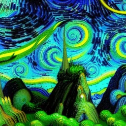 fantasy, vulcan, landscape, photorealistic, 16k resolution, sharp focus, post-processing, The Hobbitt Van gogh Style