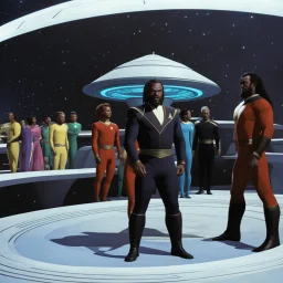 [Star Trek, Kupka's style] And that was the colors of the saucer? No, Worf the Klingon in swimsuit.
