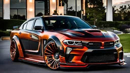 A (((BMW Dodge Charger))) featuring a luxurious interior, advanced technologies, and a sleek body kit designed by MANSORY, exuding an air of sophistication and power