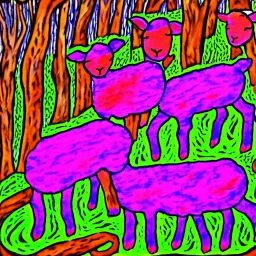 psychedelic lamb in a forest