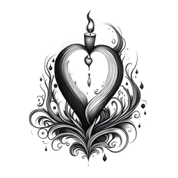 black and white illustration candle heart