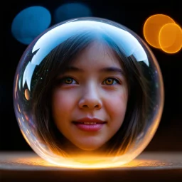 face inside bubble ,bokeh like f/0.8, tilt-shift lens 8k, high detail, smooth render, down-light, unreal engine