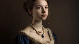 woman 18 years old in an 19th century dress, deep neckline