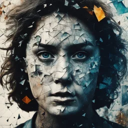 this human being is not aware to be a human being [Shattered Image, Shot the texture and then rewound the film and double exposed from multiple 1979 B colour series movie]