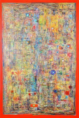 Energetic pairs of opposites; a painting with an admixture of Paul Klee and Hundertwasser
