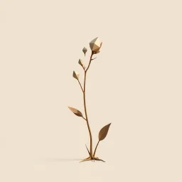 concept art of low poly stylized alien dry single leaf plant on a neutral background. Strange fictional extraterrestrial flora with unusual shapes