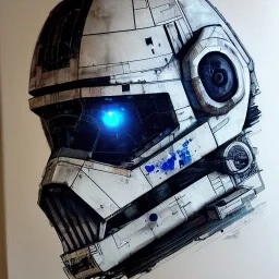 photorealistic at-at pilot helmet with weathered painting , illustration on coarse canvas by <agnes cecile> and <Yoji Shinkawa>, ornate and intricate details , soft smooth lighting, ultra detailed concept art,