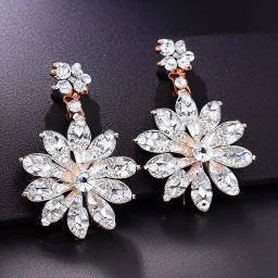 crystal flower earrings, highly detailed, intricate, photorealistic, high fashion, jewellery, luxury, designer