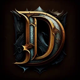 fantasy logo of letter D in shape of keep