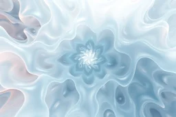Mesmerizing abstract 3d visual, mass of flowing translucent shapes, centered, soft aesthetic, negative space.
