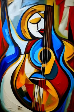 picasso gitaar schilderrij abstract lichaam