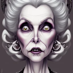 extrem tim burton style of old cruel lady stepmother, sharp focus