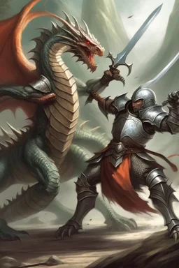 Knight fighting a dragon