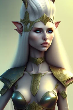 Warrior elf female, 90-60-90 high detail, High definition, long white hair