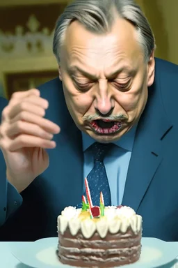 viktor orban eating birthday cake