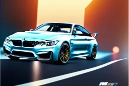 a true-to-life 2016 bmw m4 gts, centered, intricate, extreme detailed, photorealism, center view, city background, pivot on bmw, pen and color marker painting by cheryl kelley