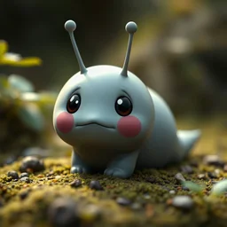 (masterpiece, best quality, 8k, RAW photo, beautiful and aesthetic:1.2), complex detail, Indirect light, photorealistic, (((full body))), cute gray cartoon pixar slug