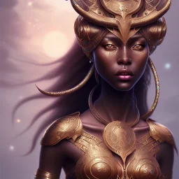 sango fantasy, fantasy magic, intricate, sharp focus, illustration, highly detailed, digital painting, concept art, matte, masterpiece head sexy lady body black African beauty space lady one tiger skin wearing African hair waves background