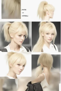 blond "Choppy Pixie" Ponytail, (Japanese:caucasian:american)