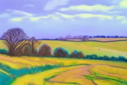 Leicestershire landscape, style of Peter wilemanpastel colours