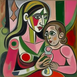 picasso vrouw kind aan de borst drinken roze