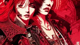 beautiful punk girl, hyper detailed, intricately detailed, illustration by <kilian eng> <Yoji Shinkawa>, darkred tones,