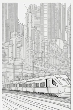 coloring page for kids, METRO-TRAINE, thick outline, low details, no shading, no color