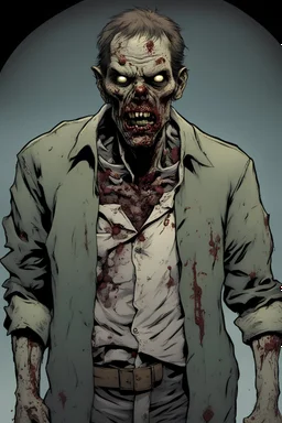zombie, portrait, comic book, full body, standing, mean,