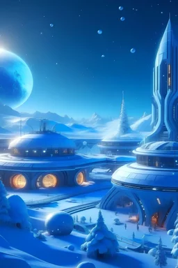 futuristic christmas in a winter planet.