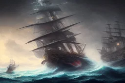 kraken attacks ship in storm