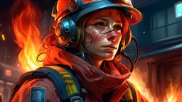 A combination of a firefighter, surgeon, and stylist in one character illustration, hyperrealistic style with intricate details, vibrant colors and dynamic lighting, created by the talented artist Stanley Lau (artgerm), trending on artstation.