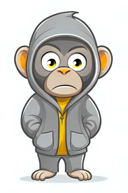 Cartoon side image (emoji) of a monkey wearing a jacket a gray hoodie