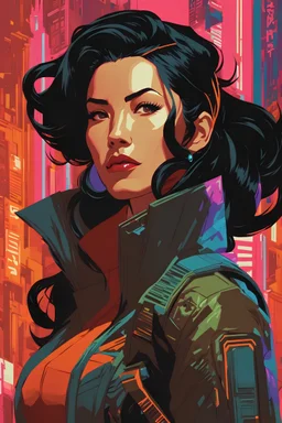 A beautiful portrait painting of a cyberpunk Asami Sato by Pascal Blanche and Sachin Teng and Sam Yang and Greg Rutkowski, in style of colorful comic. symmetry, hyper detailed. octanev render. trending on artstation