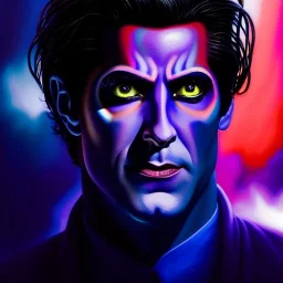 Ultra detailed fullbody Portrait in oil on canvas of Kurt Wagner Nightcrawler Xmen , extremely detailed digital painting, extremely detailed face,crystal clear Big Glowing eyes, mystical colors ,perfectly centered image, perfect composition, rim light, beautiful lighting, 8k, stunning scene, raytracing, anatomically correct, in the style of robert e howard and Ken Kelley and Ohrai Noriyoshi and Simon Bisley and tomzj1