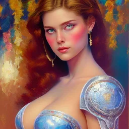 abstract, oil painting, heavy brush strokes, pallet knife; full naked young girl, female with nice boobs, shaved vagina, intricate, beautiful, colourful, warm, interior design, d & d concept art, d & d wallpaper, digital art. art by larry elmore, style of artist christopher pratt, monochromatic color pallette