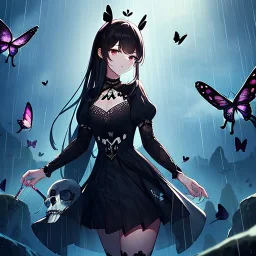 Skull's Queen, raining, Butterflies everywhere,