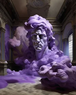 A purple realm with ghostly eyes painted by Michelangelo di Lodovico Buonarroti Simoni