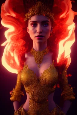 portrait of princes set in magic fire, cinematic lighting, photorealistic, realistic, detailed, volumetric light and shadow, hyper HD, octane render, unreal engine 5 insanely detailed and intricate, hypermaximalist, elegant, ornate, hyper-realistic, super detailed --v 4